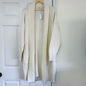 Nine West Cream Long Open Front Cozy Cardigan XXL NEW